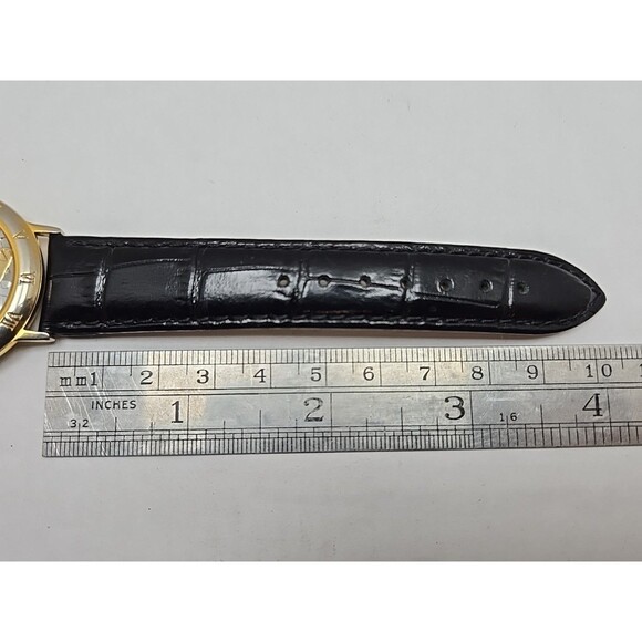 Futura Sun Moon Skeleton Dial Quartz Watch Womens Black New Battery Gold Tone - Picture 8 of 12